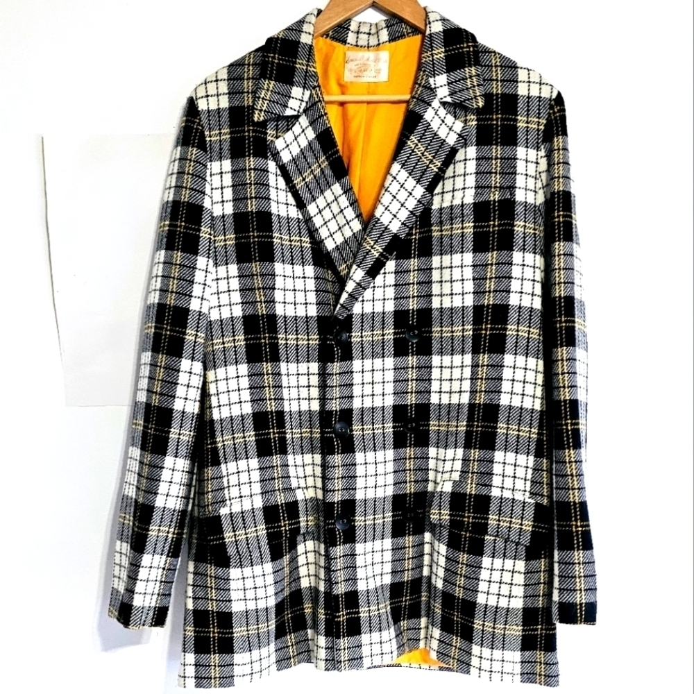 Vintage Hand Made By Matilda Fischer Plaid Double Breasted Women's Blazer Size M